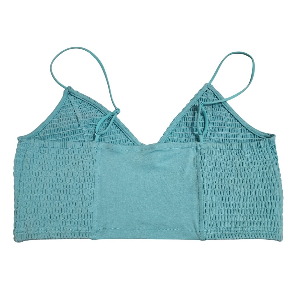 ZENANA Teal Blue Smocked Crop Cami Top‎ Women's 1X - Picture 2 of 3